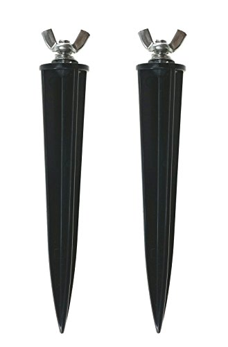 Trango 2er Pack Garten-Erdspieß aus schwarzem Kunststoff, Lampenhalter, Spike Strahlerspieß Gartenspieß TGGS2
