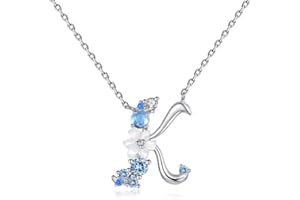 VIKI LYNN Collier Pendentif Lettre Initial de l'alphabe en Mon Collier Prénom Personnalisé en Argent Fin 925 et Zircon cubique Idée Cadeau noël pour Vos Amis Vente Seule