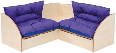 Twoey Educational Resources Reading Corner Seat in Maple with Blue and Purple Cushions