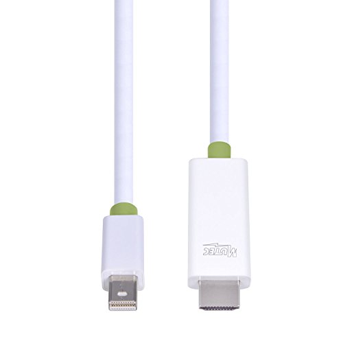 MutecPower 2 Stück von 2 meter Mini DisplayPort (DP) männlich auf HDMI männlich Kabel – 4K Ultra HD – Weiß – 2m Mit 2 Kabelbinder - 7
