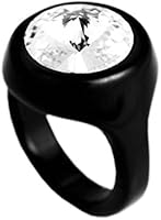 Adreani Lucite Black Ring encrusted with crystal stones made with Swarovski totally analergic BioBijoux,Size:Extra-Large,Color:Crystal 09 Su Px Nero