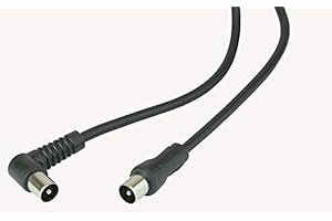 PROSIGNAL PRO SIGNAL JR9009B/2M BLACK-ROHS TV Aerial Lead, 90 Degree Coax Plug to Straight Coax Plug, 2m Black