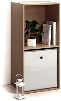 Homea - 6RAN698RS - storage cube with 2 niches - particle board, Gris Céruse, 34.4x29.5x67.599999999999994 cm