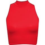 Womens Crop Top Ladies Polo Turtle Neck Sleeveless Tshirt Cropped 8 10 12 14 New
