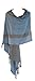 Produktbild Stola Schal Poncho dicke Decke 100% Seide Flanell Fleece 180X60cm ST-S-SD-1708 2-farbig Grau Hellblau