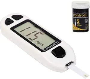 Control D Sugar Testing Monitor with 5 Strips Glucometer (White)