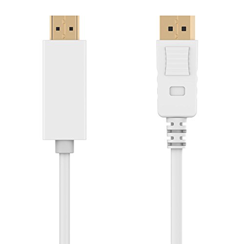 Displayport auf HDMI Kabel, Rankie 1.8m Vergoldet DisplayPort DP zu HDMI Kabel HDTV Cable (Weiß) – R1102B - 2