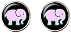 Cute pink elephant, tribe elephant, antique animal, Silver Earring stud
