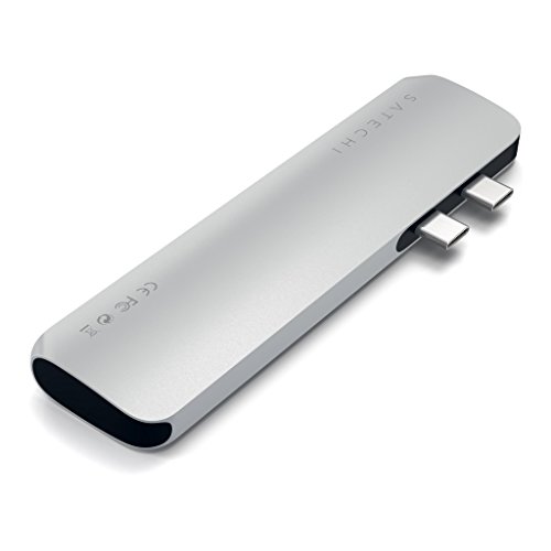 Satechi Aluminium Type-C Pro Hub Adapter für das 2016 MacBook Pro 13” und 15” 40Gbs Thunderbolt 3, 4k HDMI, Pass-Through Ladung, SD/Micro Kartenleser und 2 USB 3.0 Anschlüsse