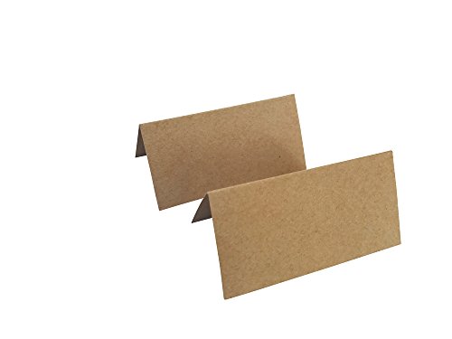 50 Tischkarten aus Naturkarton, 10 x 5 cm, 320 g/qm Kraftpapier, Platzkarten, Namenskarten, ideal für Hochzeiten, Geburtstage, Taufe, Familienfeiern, Trauerfeiern, Meetings, Präsentationen - 2