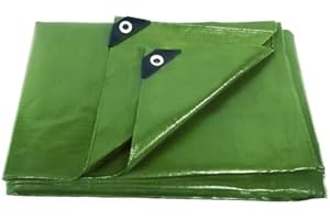 ANSIO Tarpaulin 4m x 4m Water-resistant Tarp Large Camping Cover Sheet – Multipurpose Groundsheet with UV Protection, Weatherproof & Frost-Resistant – Reinforced Eyelets - Green