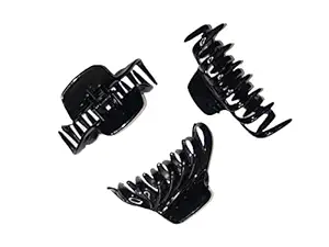 Unnatik mart Plastic Black Jaw Clips Butterfly Hair Claw Fashion Accessories for Women And Girl (Large Size pack of 3)