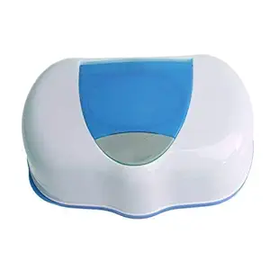 Alya Wet Wipes Storage Box Plastic Refillable Container for Car Bathroom Living Room with 80 Wet Wipes Sheets Combo (Blue)