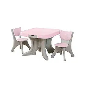 TheTickleToe Kids Activity Art Table with Drawer & 2 Chair Set Children Pink - 66 L X 66 W X 50.8 H & Chair 30 L X 25 W X 27.5 (660.0mm L X 660.0mm W)