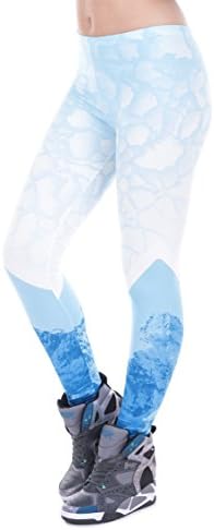 Yombre Yoga Pants &amp; Womens Jazzy Pattern Leggings - Various Designs &amp; Colours - Super Soft Spandex - 8/10/12 (Ice Berg)
