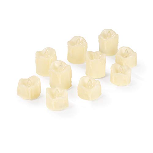 Preisvergleich Produktbild LED-Kerze Echtwachskerzen Flammenlos Kerze 10 er Set stimmungsvolle Weihnachtsbeleuchtung und Weihnachtsdeko für innen auch für Hochzeit und Party weiß creme Kabellos (Tropfen-Look Oberfläche)