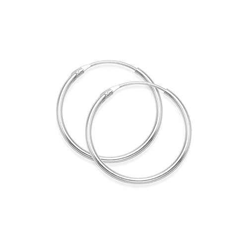 (14.0 Millimetres) - JewelTime Sterling Silver 925 Hoop Sleeper Earrings - Size 8,10,12,14 mm