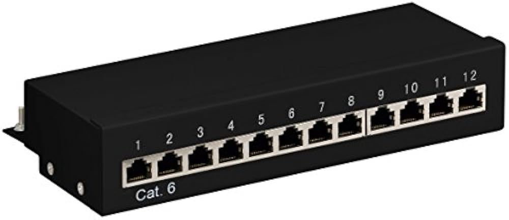 CAT 6 Ethernet Patch Panel 12 Port STP Geschirmt schwarz - 5 Stück