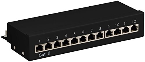 CAT 6 Ethernet Patch Panel 12 Port STP Geschirmt schwarz - 5 Stück