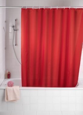 TEXTIL DUSCHVORHANG ROT 240x200 INKL. RINGE 240 BREIT x 200 HOCH