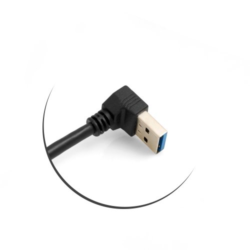 SYSTEM-S Micro USB 3.0 90° Grad links gewinkelt auf USB Typ A 3.0 Abwärtsgewinkelt Kabel Adapter Datenkabel Ladekabel 27 cm - 3