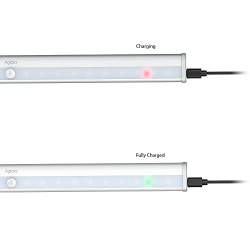 Aglaia Schrankleuchte mit Bewegungssensor, Automatische Schranklicht 20 LEDs mit einem Magnetstreifen, USB Aufladbar mit eingebautem 1200mAh Akku, ideal für Schränke, Schublade, Schlafzimmer, Flur, Keller, Garage - 6