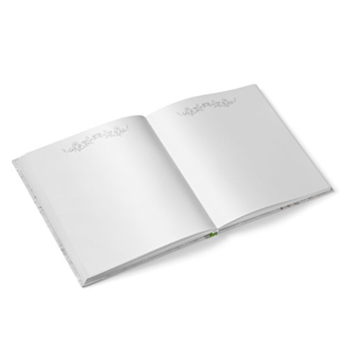 Gästebuch (Hardcover) „Grünes Herzerl“ auf weißem Holz, quadratisch 21 x 21 cm mit 164 leeren nummerierten Seiten; Perfekt für alle Feiern wie Hochzeit, Taufe oder Geburtstag; 1a Qualität! - 2