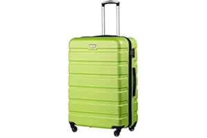 COOLIFE Valigie Valigia Trolley rigido ultraleggero e capiente,Chiusura a combinazione laterale con TSA, 4 ruote per facilitare il trasporto (Mela Verde, 77cm)