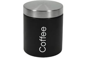 Kasaviva JOLLY BARATTOLO,Corpo in Metallo e Coperchio in Acciaio Inox, Giara per Zucchero, Sale, Caffè d10 cm x h12 cm (Caffè, Nero)