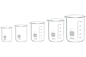 Rocwing Boro 3.3 Bicchiere graduato in vetro graduato per laboratorio o cucina (5+10+25+50+100ml)