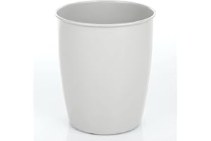 mDesign Solido cestino carta straccia da scrivania in metallo – Pattumiera cucina adatta anche a camera da letto, bagno, ufficio e studio – Compatto cestino bagno salvaspazio – grigio chiaro