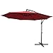 Produktbild HENGMEI Ø350cm ALU Sonnenschirm Gartenschirm Ampelschirm Strandschirm Kurbelschirm Neigbar Marktschirm Terrassenschirm mit UV Schutz 40+ für Balkon, Garten, Tarasse (Ø350 cm, Rot)