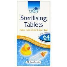OASIS STERILISING TABLETS 64 TABLETS 32 DAY SUPPLY- BABY BOTTLE STERILISING