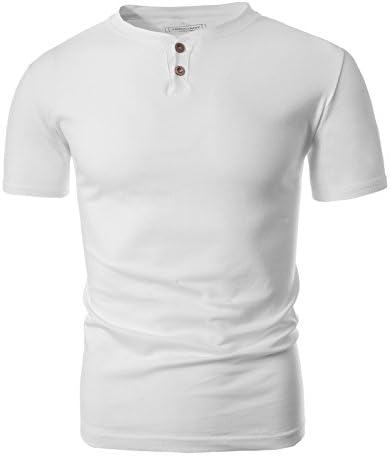 Veravant T Shirt for Men's Casual Solid Color Plain Short Sleeve Henley Collar Button T-Shirt S M XL XXL