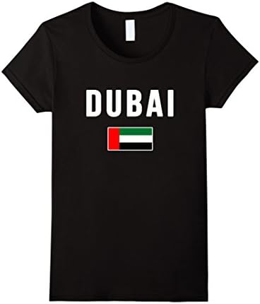 Women's Dubai UAE T-shirt Emirates Cities Souvenir Flag Tee Large Black
