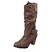 Produktbild Blockabsatz Winterstiefel Damen,Elecenty Frauen Gürtelschnalle Stiefel Lederstiefel Stiefeletten Boots High Heels Winterboots Westernstiefel Schuhe Freizeitschuhe