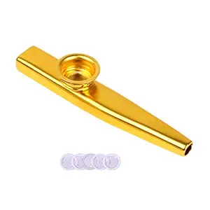 Vinayakart - Aluminum Alloy Kazoos and 5 Membrane Flute Diaphragm Mouth Kazoos - GOLD