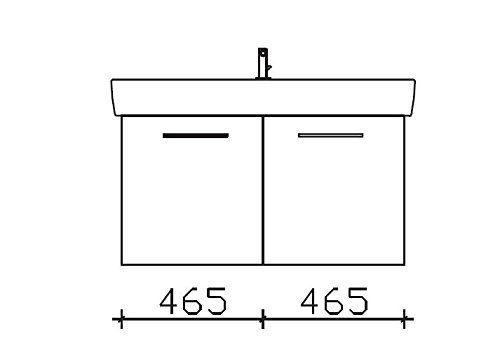 PELIPAL Solitaire 9005 SET K11-2T: Keramik Waschtisch Keramag Renova Nr.1 Plan, Weiß + Unterschrank