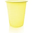 Selibration Plastic Reusable Yellow Colour Cup Set for Occasional Party, Strong Reusable Glass, Leakproof Recylable, Great for Water Juices Milk & More Party & Event Supplies (Set of 50pcs) 350 ml
