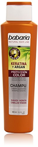 Babaria Natural Hair Line - Keratina y argán - Champú protector para cabello teñido - 400 ml