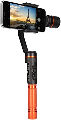 Rollei Pro Smartphone Gimbal - Treppiede 3 assi per smartphone (Stabilizzatore/Steadycam), incl. con Rilevamento e inseguimento volti e altre funzioni - Nero / Arancio