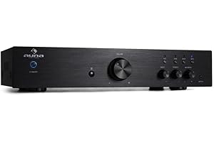 Auna Hifi Stereo System AV Receiver, 1 Channel Audio Power Subwoofer Hi-Fi Amplifier and Speaker w/Remote Control, AUX Input for MP3 & CDs