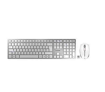 CHERRY DW 9000 Slim Clavier RF Wireless + Bluetooth QWERTZ Allemand Argent, Blanc - Claviers (Standard, sans Fil, RF Wireless + Bluetooth, QWERTZ, Argent, Blanc, Souris Incluse)