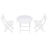 Passend für 1:12 Puppenhaus 3pcs 1/12 Puppenhaus Gartenmöbel Miniatur Runde Tisch & 2 Stühle - Weiß