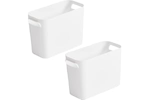 TIENDA EURASIA® Cajas de Almacenaje con Asas - Organizadores de Plástico Multiusos - Ideales para baño, cocina, salón, dormitorio (Opaco Blanco, 2 Cajas - 12,5 x 26 x 18 cm - 4,4 L)