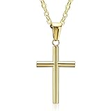 √Material: Edelstahl KnBoB Schmuck Edelstahl Herren Halskette Retro Simple Kreuz Gold Anhänger Kette