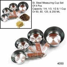 Maß Bechermaß Cup-Maß Set 4-teilig aus Edelstahl mit Innengravur im Becher ohne Auslauftülle