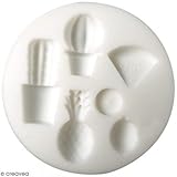 Molde de silicona para hacer 5 miniaturas decorativas sobre el tema exótico: pequeños Cactus, limón, sandía y piña
