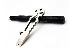 TSQZE Edelstahl EDC Schlüsselanhänger, Multifunktion Camping Schlüsselanhänge Crowbar Schlüsselanhänger Schraubenschlüssel Flaschenöffner Mini Pry Bar Taschen Kurbel Crowbars (Silber)