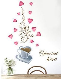 60*45cm Coffee Cup Love Heart Coffee Language Letters Wall Stickers